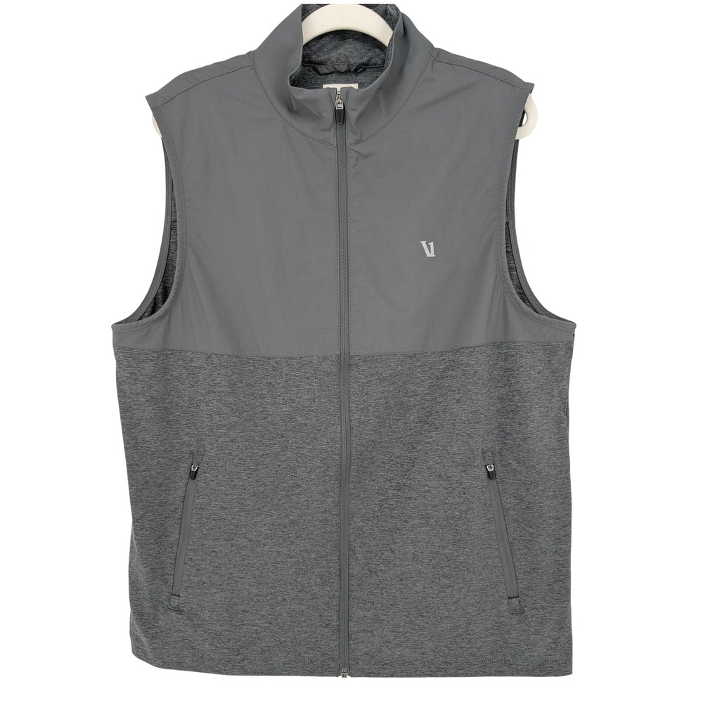 Vuori Performance Vest Mens Large Gray Full Zip Mock Neck V286 Stretch Outdoor